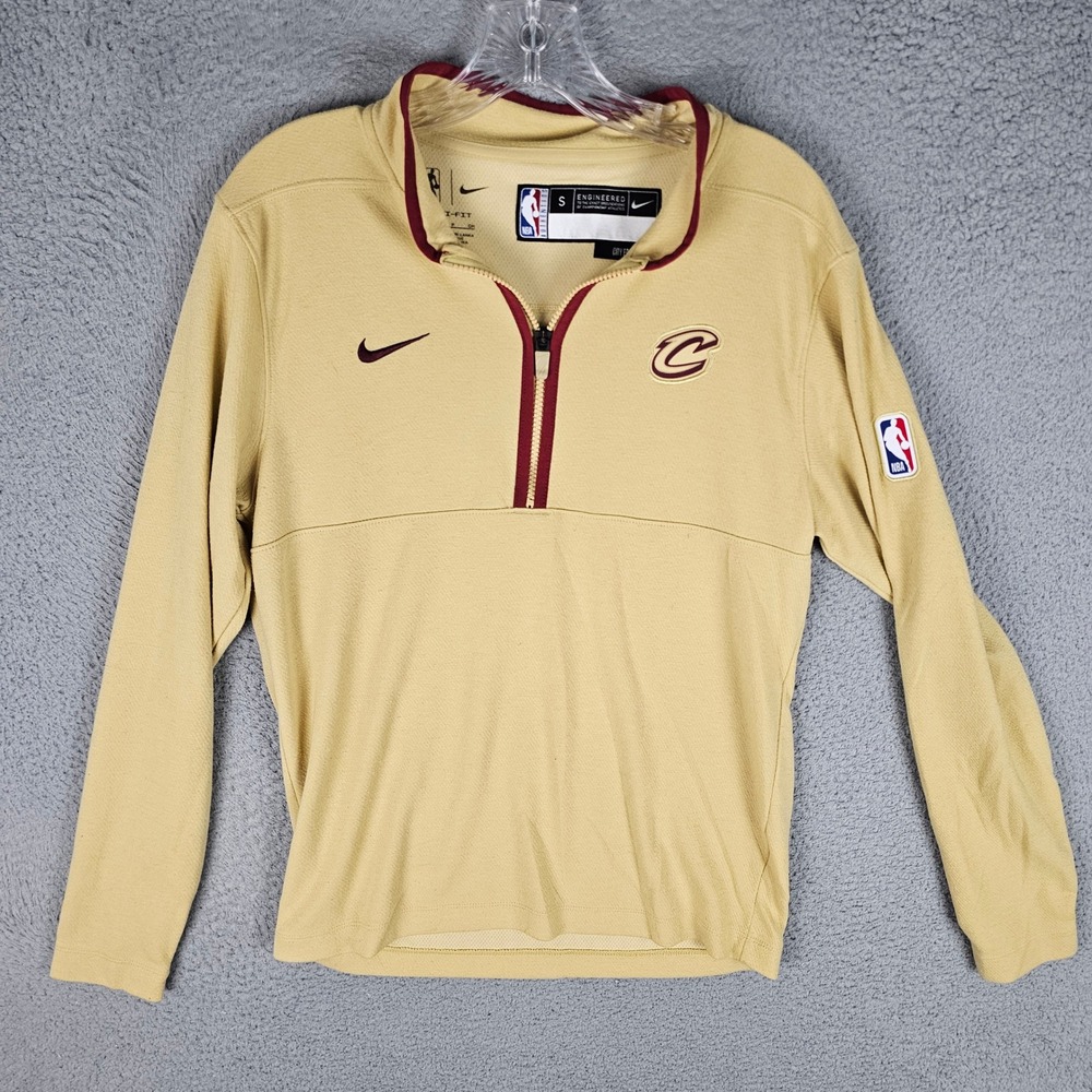 Nike Mens S Tan Cleveland Cavs Engineered City Edition Dri-FIT Quarter 1/4 Zip